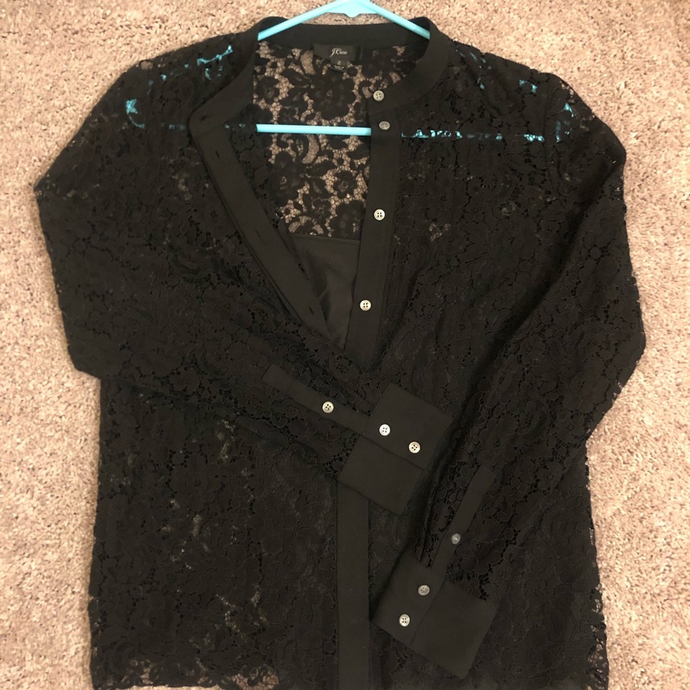 High Quality Jcrew Long Sleeve Lace Blouse with beautiful cami inside, 
Size 2